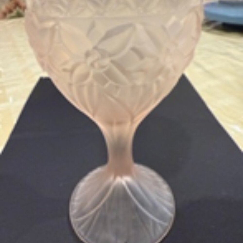 2 Frosted Pink Crystal  Goblets - Picture 3 of 4